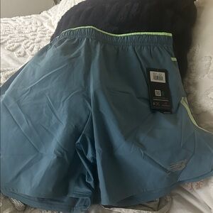 New Balance Teal Athletic Shorts with Lime Trim